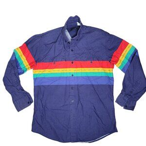 Vintage Roper Men's Western button up Shirt With Multicolor rainbow Stripes sz M